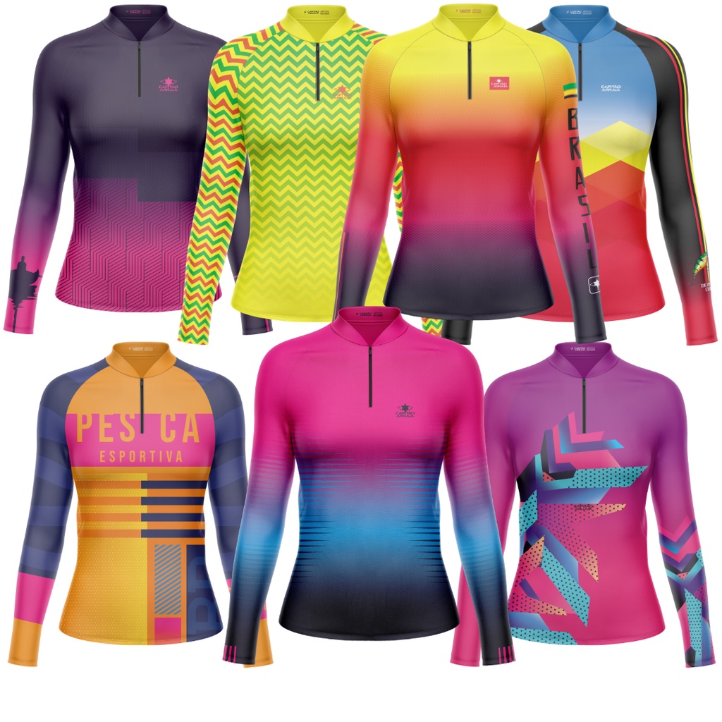 Camisa de Pesca Feminina Vários Modelos Dry Fit,Blusa de Pesca, Camiseta para Pesca com Proteção UV