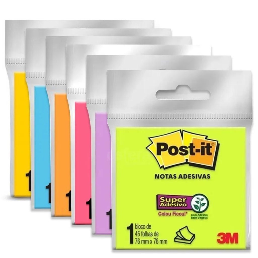 Bloco Adesivo Post-it 76x76mm 45 Folhas 3M em Oferta na Shopee