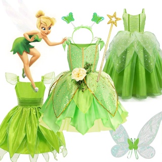 Fantasia De Halloween Para Meninas Tinker Bell Tinkerbell Verde Fada Princesa Cosplay Festa De Carnaval em Oferta na Shopee
