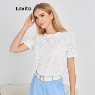 Lovito Camiseta Básica para Mulheres LBE04054 (Branco)