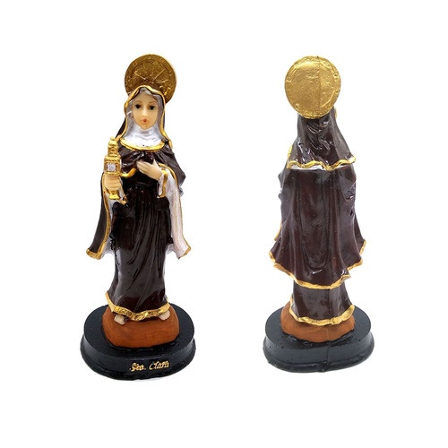 Estatua De Santa Clara De Assis Arte Sacra Imagem de Santos Católicos Escultura Pintada a Mão Fino Acabamento