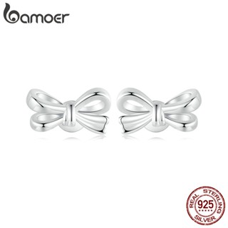 Brincos Bamoer 925 Sterling Sliver Earrings Jóias Em Forma De Arco Para Mulheres