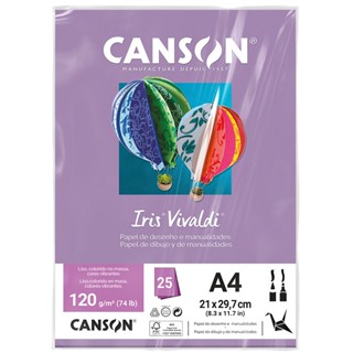 Papel Color Vivaldi A4 120g Lilás com 25 folhas Canson