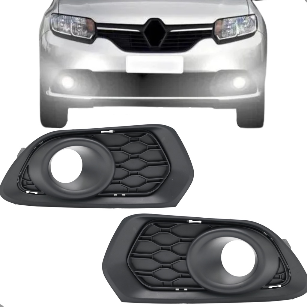 Kit 2 Moldura Renault Sandero 2014 Até 2020 Com Milha Preto