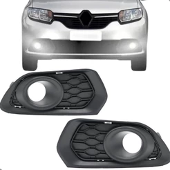 Kit 2 Moldura Renault Sandero 2014 Até 2020 Com Milha Preto