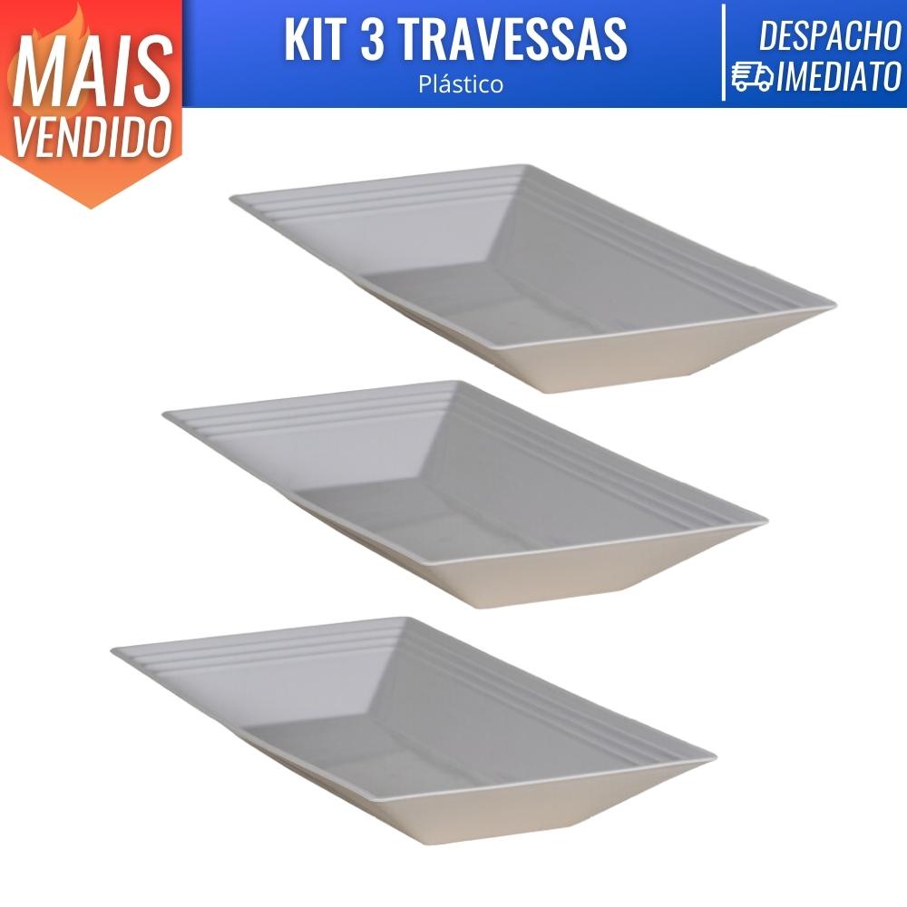 Kit 3 Travessa Retangular P Vasilha Cozinha Le Chef Para Servir Comida Frutas Petisco