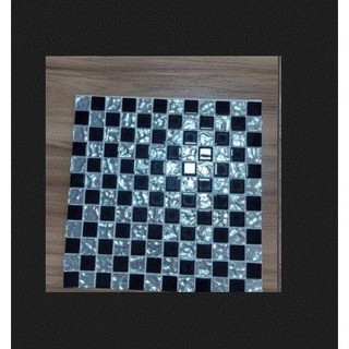 Pastilha Vidro Artístico Metálico Preto e Prata 30x 30cm - DVB 009