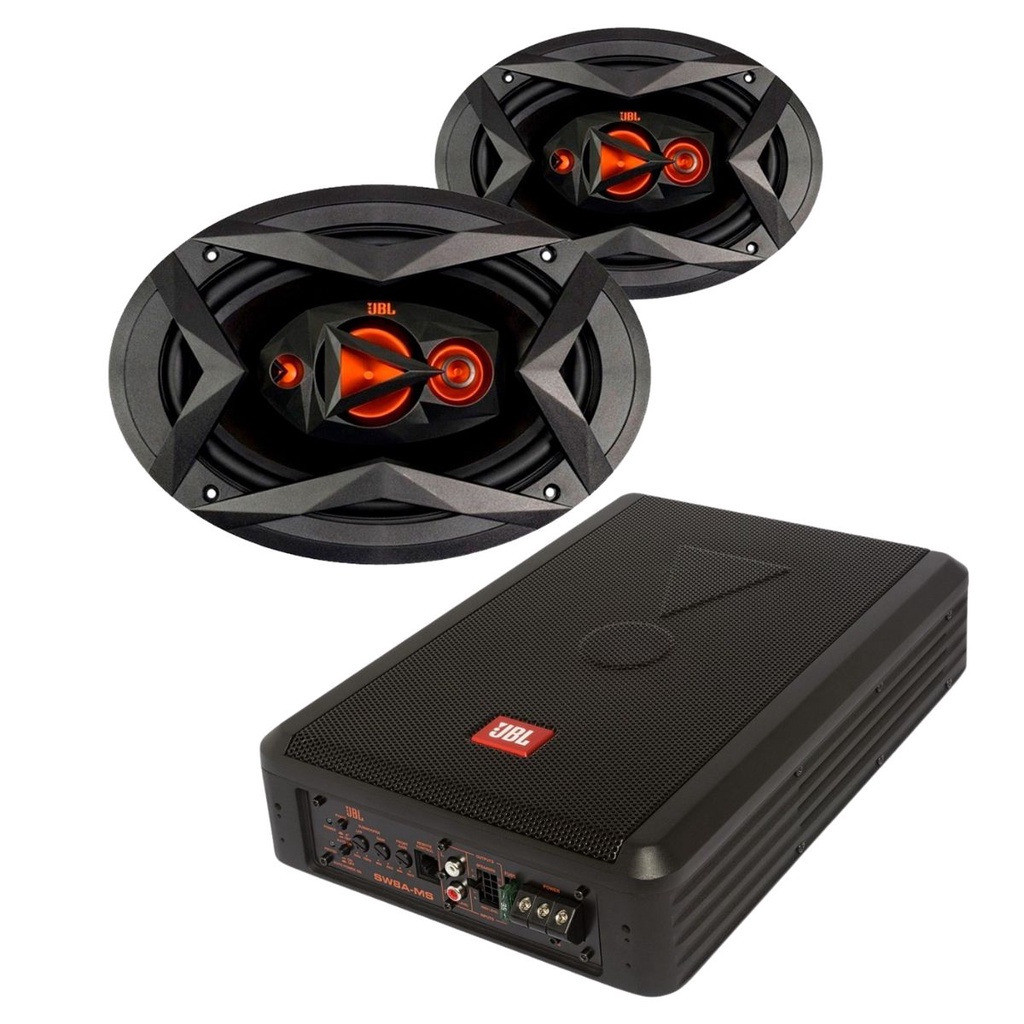 Caixa JBL Ativa Amplificada SW8A-MS 200w + 2 Alto Falantes 6x9  JBL Flex4 69QDFX110 - 220 Watts Rms