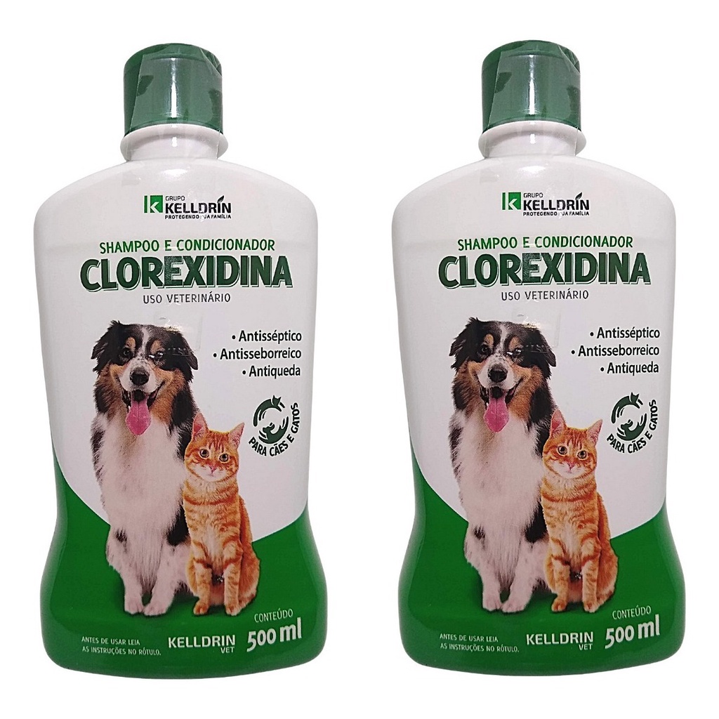 Shampoo para Cachorro Gato Pet Dermatite Condicionador Clorexidina 500ml 2 Unidades -  Cães, Gatos, Pet shop