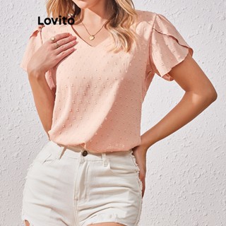 Lovito Blusa Casual Simples Com Babados Para Mulheres LBL07017