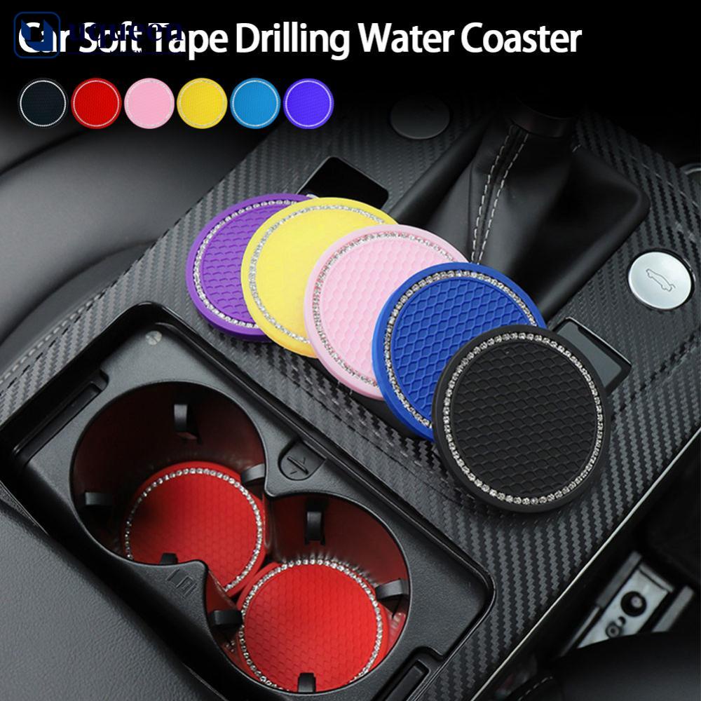 UQ Carro Coaster PVC Travel Auto Cup Mats Insert Anti-Derrapante Interiores De Veículos Em Cristal Acrílico Diamante