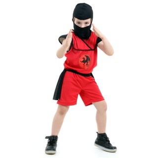 Fantasia Infantil Guerreiro Ninja Vermelho Curto Com Capuz em Oferta na Shopee