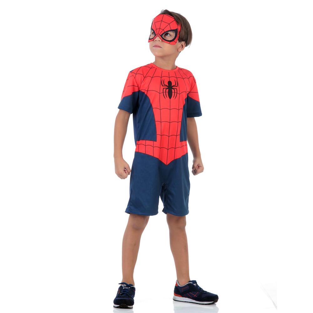 Marvel Fantasia Homem Aranha Infantil Com Macacão Máscara - Baby & Kids Fashion