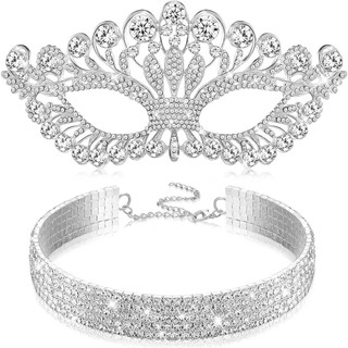 Máscara asquerade Luxo Diamante Rhinestone Fantasia Máscara Partido Coroa Máscara para Mulheres Senhora em Oferta na Shopee