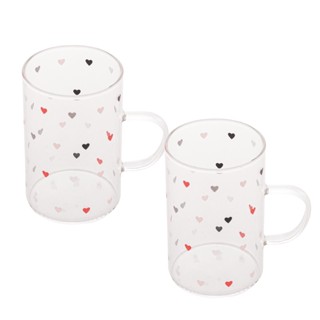 Cj 2 Canecas Vidro Borossilicato Resistente Calor Love 280ml