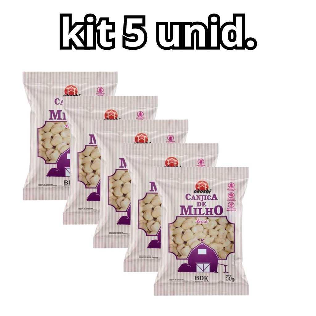 KIT 5 unid Canjica de Milho com Açúcar Orgânico 50g - Okoshi em Oferta na Shopee