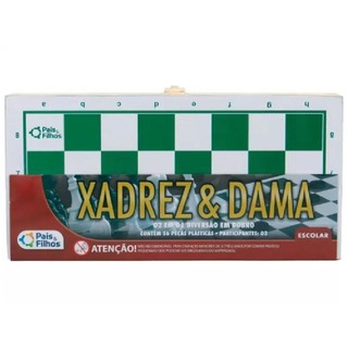 Jogo de Xadrez e Dama Escolar - Pais e Filhos em Oferta na Shopee