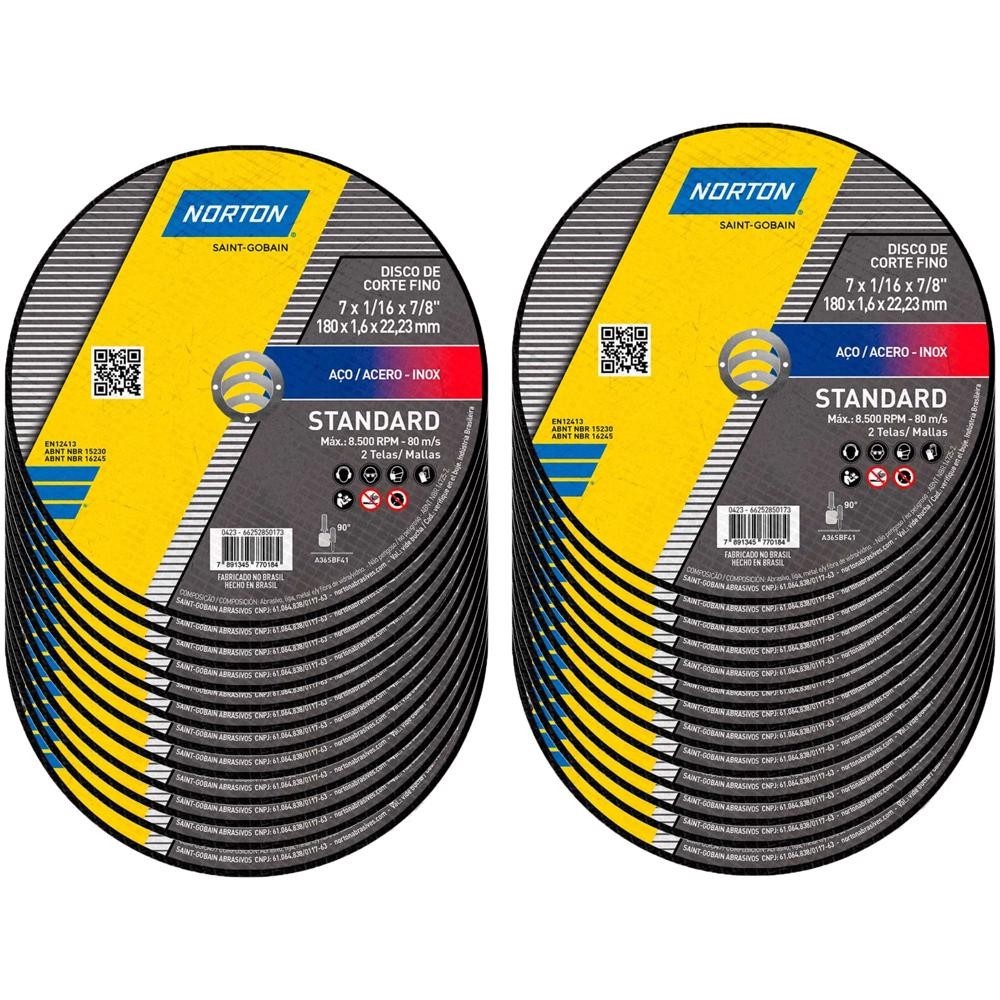 Disco de Corte 7 x 1,6 MM Standard Com 25 Unidades NORTON em Oferta na Shopee