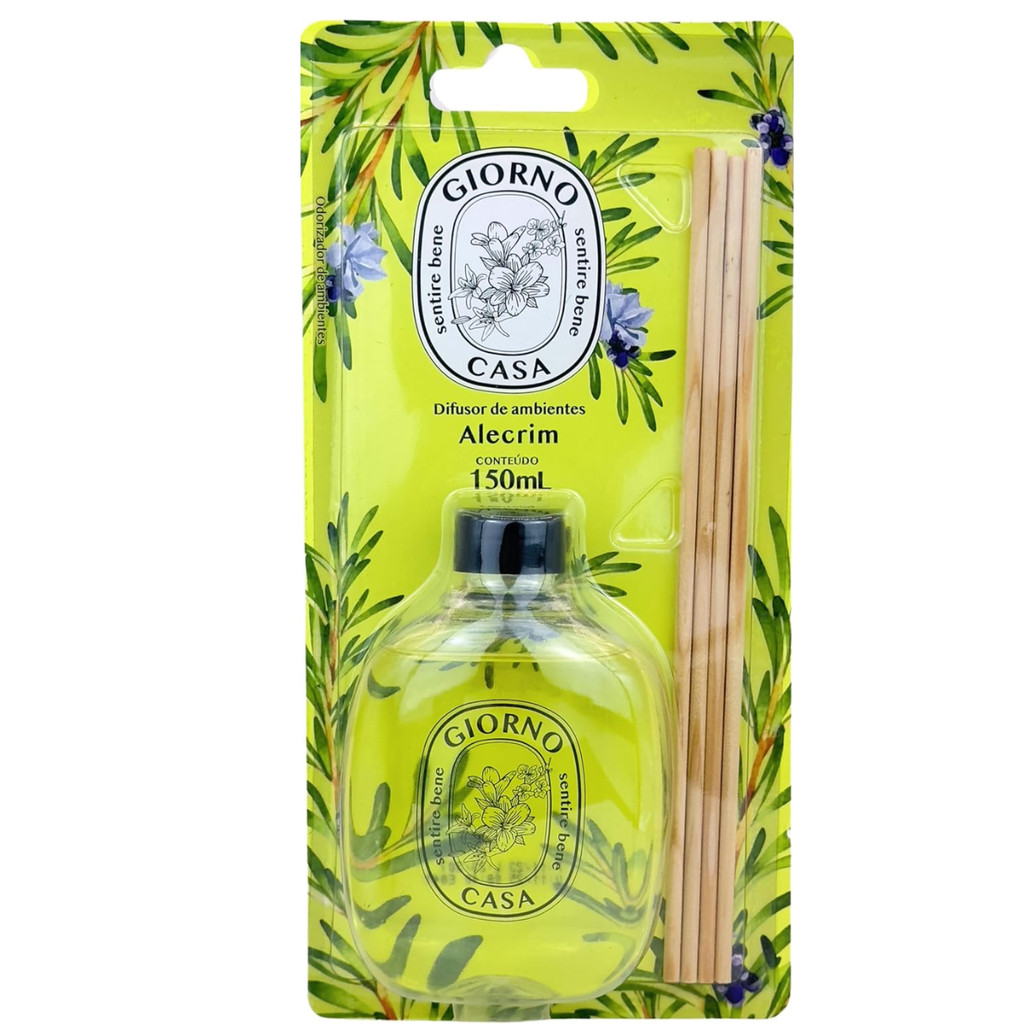 Difusor de Fragrância Para Casa Perfumada e Aromatizada, Alecrim, Giorno Casa, 150 ml, Verd