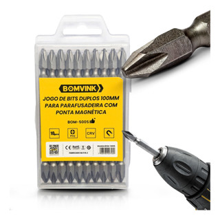 Kit De 10 Bits 100mm Parafusadeira Com Ponta Dupla Magnética Bomvink Bomder em Oferta na Shopee