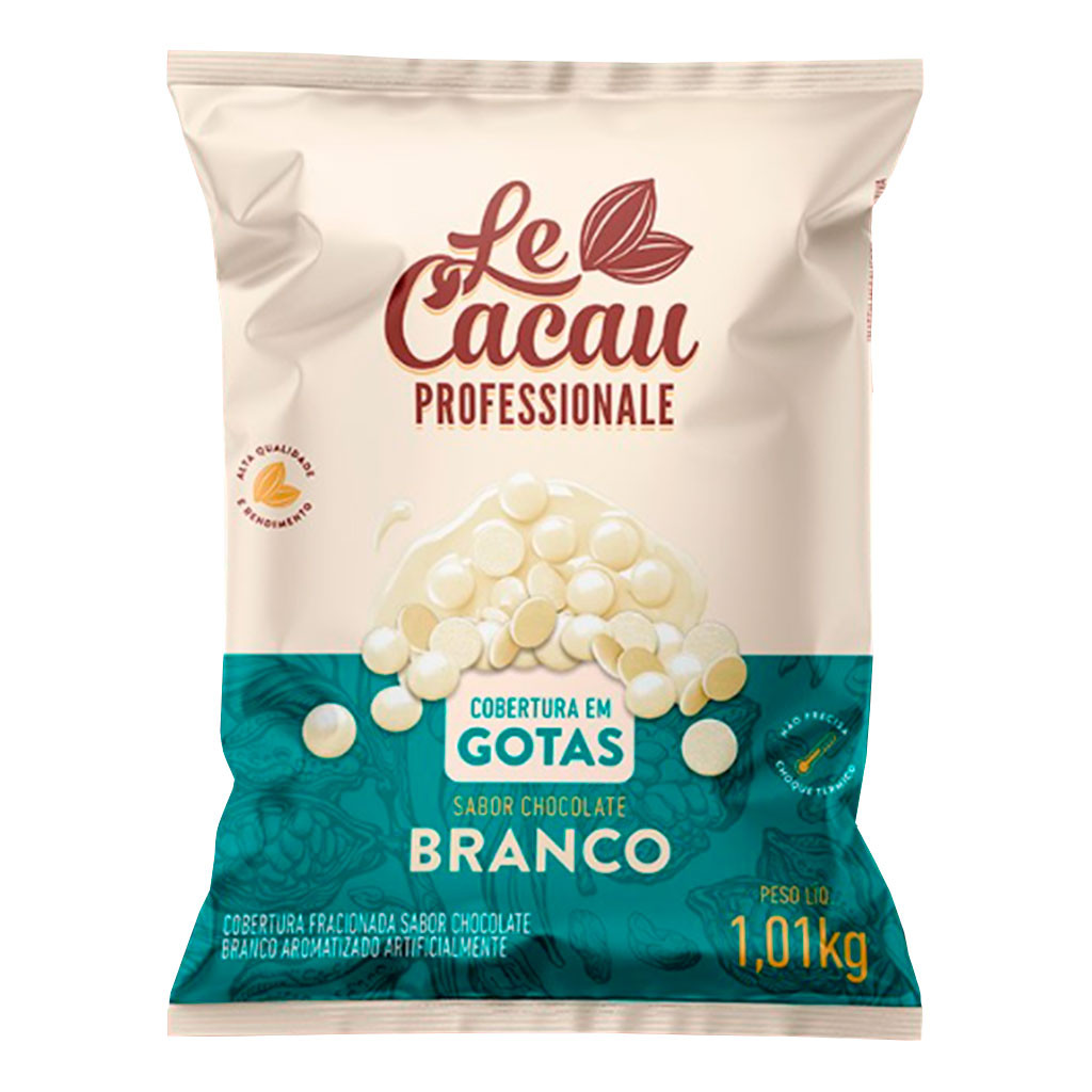 Gotas de Chocolate Fracionado Branco 1,01kg - Le Cacau