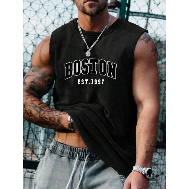 Regata Masculina Machão PLUS SIZE  BOSTON 100% Algodão 30.1 G1 AO G5 Academia Treino em Oferta na Shopee