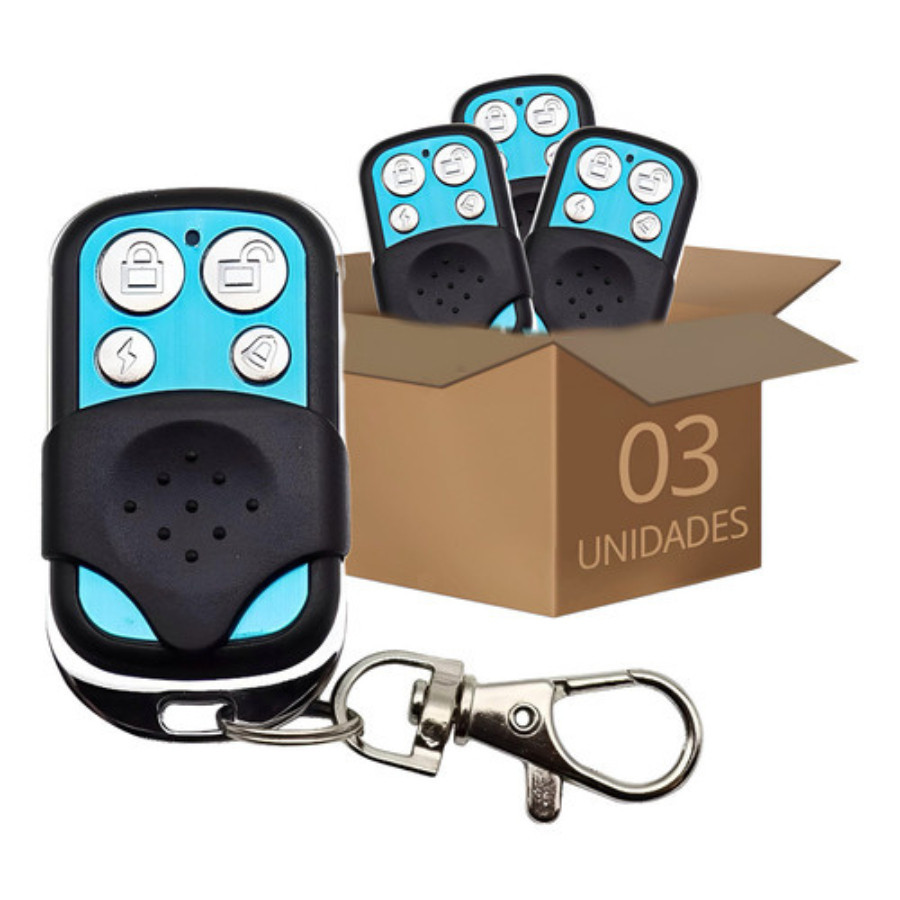 Kit 3 Controles Remoto Compatível 433Mhz Portão Electrónico Garagem 4 Botões Residencial Kit 3 Controles Remoto Compatível 433Mhz Portão Electrónico Garagem 4 Botões Residencial