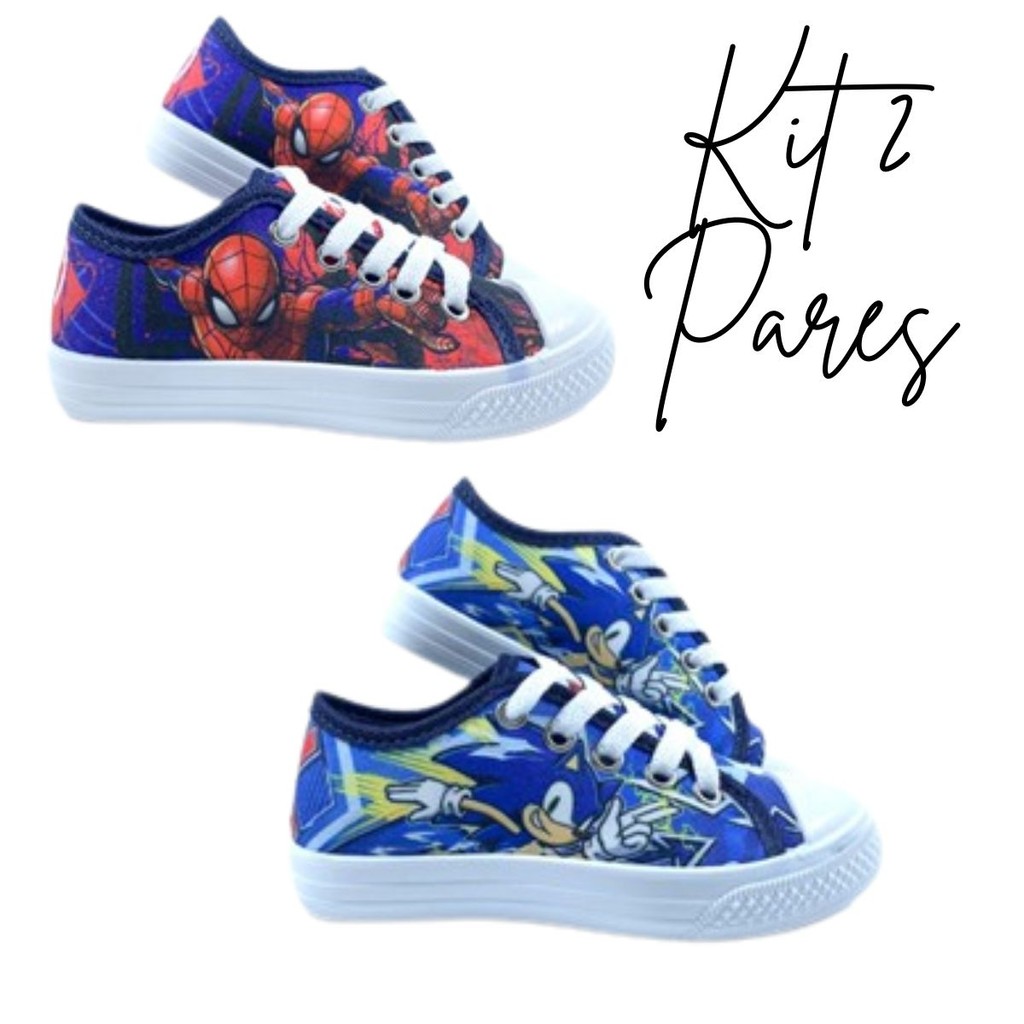 Kit 2 Tênis Infantil Masculino Casual Personagens Confortável Dia a Dia