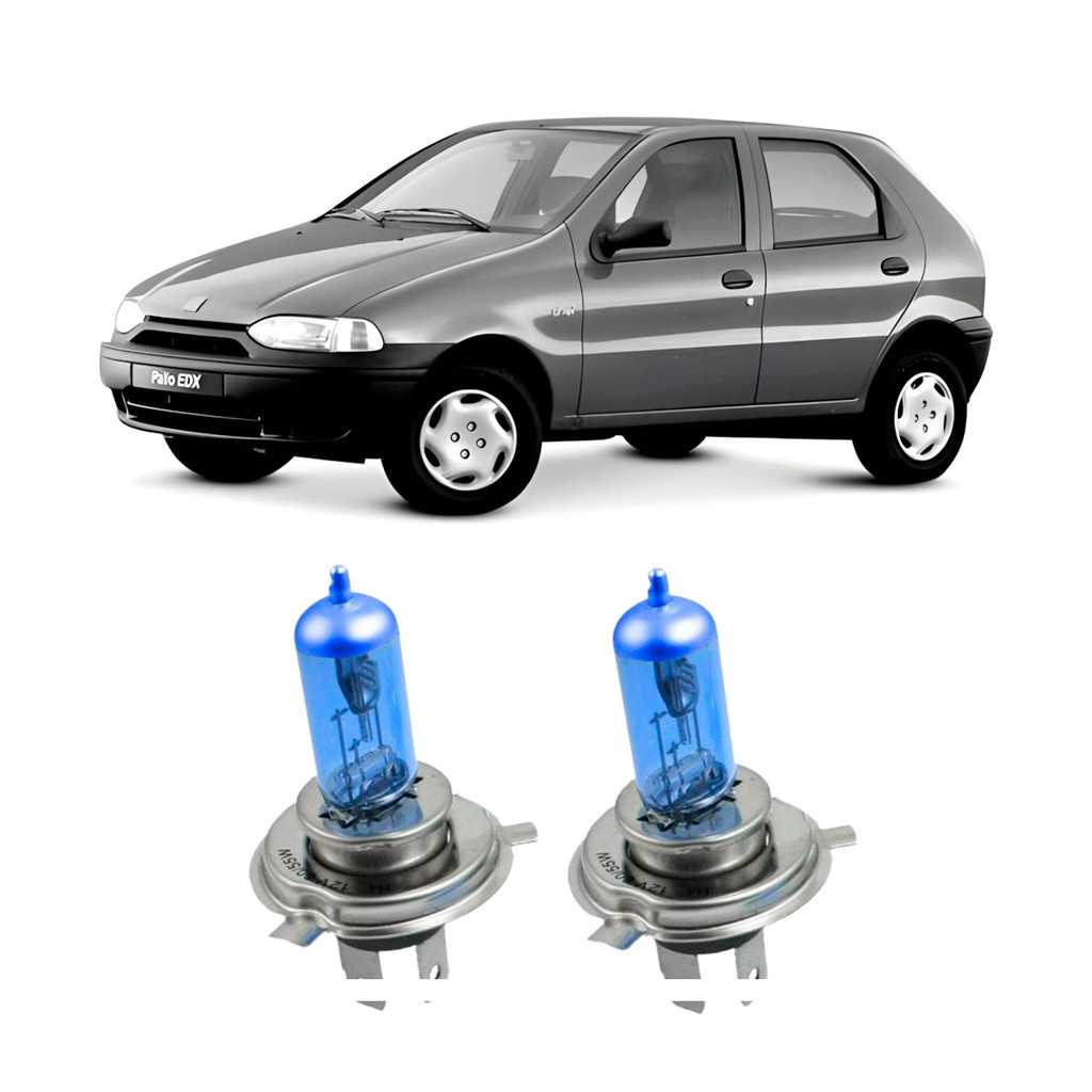 Par de Lâmpadas Super Branca Farol para Fiat Palio G1 1996 1997 1998 1999 2000 8500k H4