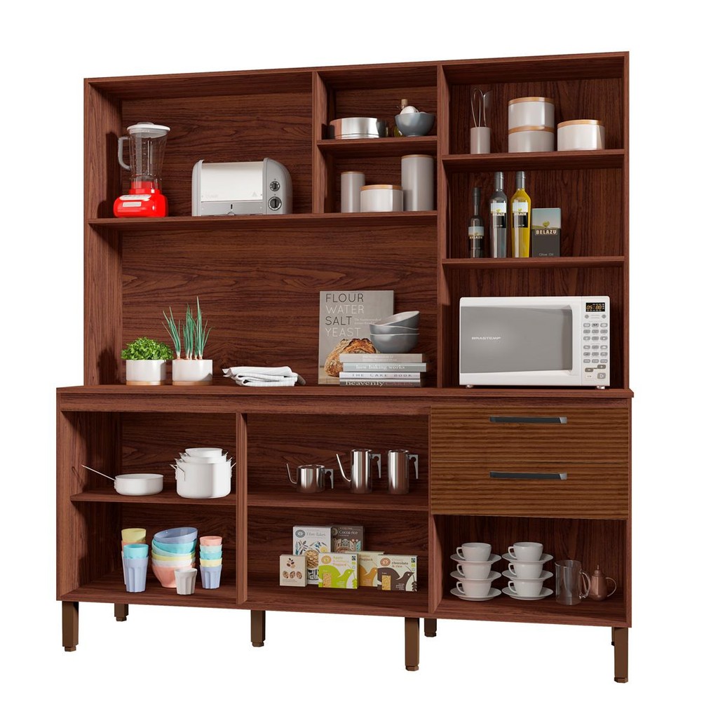 Detalhes do Armário de Cozinha Kit 7 Portas com Tampo Mega Kits Paraná