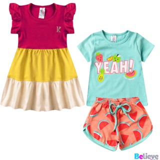 Kit Vestido Três Marias + Conjunto de Verão Menina do 1 ao 16 Roupa infantil, bebê e juvenil