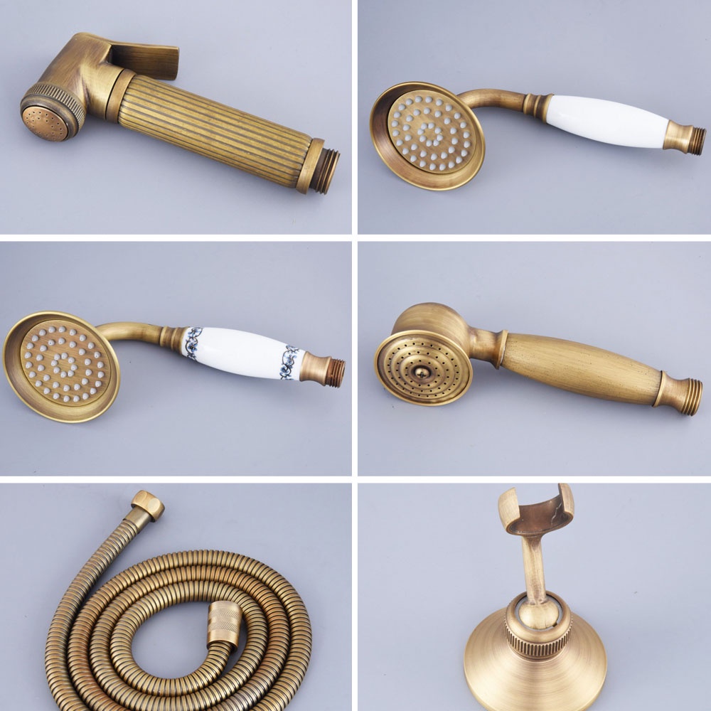 Latão Antigo Banheiro Forma De Telefone Mão Spray Cabeça De Chuveiro Portátil/Suporte De/Mangueira De 1.5m zzh351