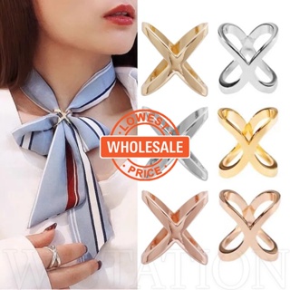 Multi-Uso Fashion Cross Três Anel Fivela De Lenço De Cachecol/X Forma Clip De Metal em Oferta na Shopee