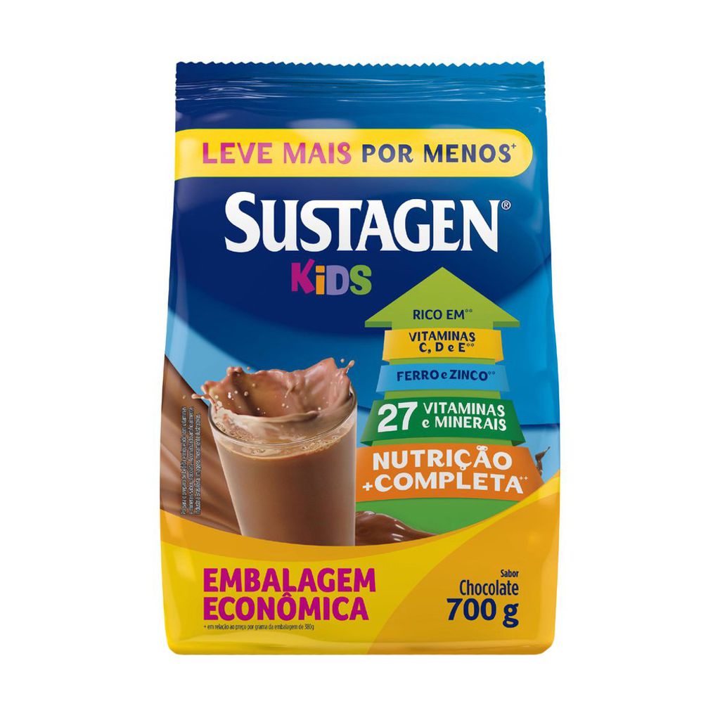 Complemento Alimentar Sustagen Kids Sabor Chocolate Sachê 700g em Oferta na Shopee