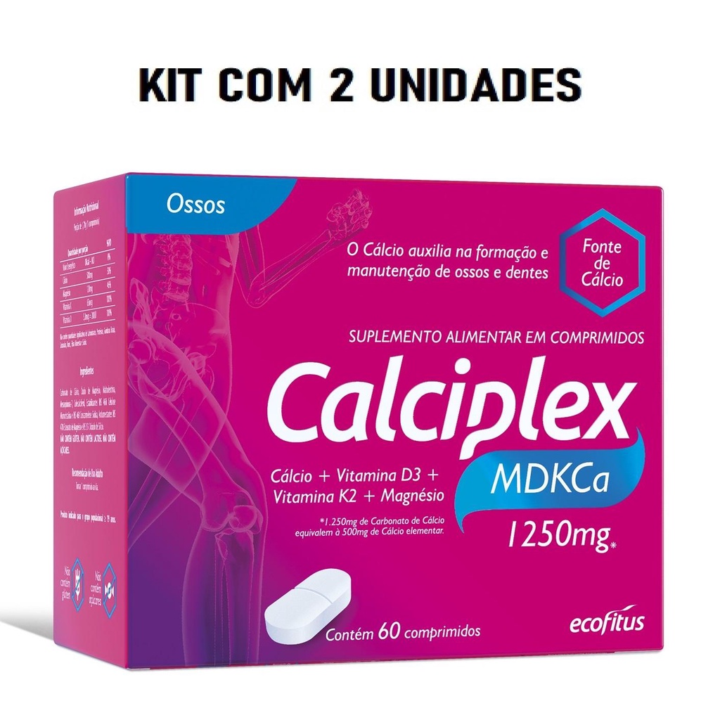 Kit Calciplex MDKCa 1250mg Ecofitus C/ 2 Un De 60 Comp