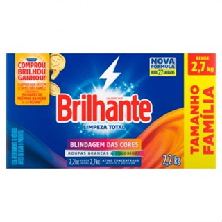 Sabão em Pó Brilhante Limpeza Total 2,2Kg Tamanho Família