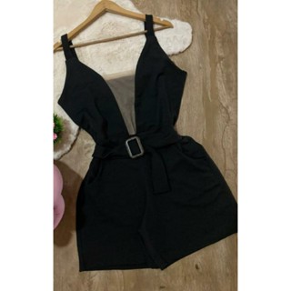 Macaquinho Plus Size Com Tule E Cinto Embutido 40 A 54
