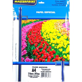 Filme Papel Vinil Adesivo A4 Transparente Premium 150g 10Fls