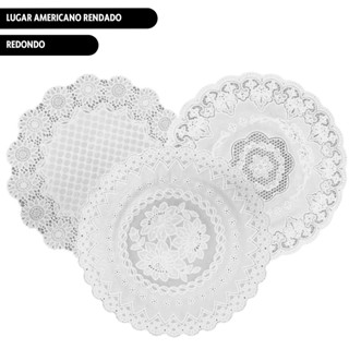 Lugar Americano Rendado Redondo 38cm Branco PVC Tuut Yazi
