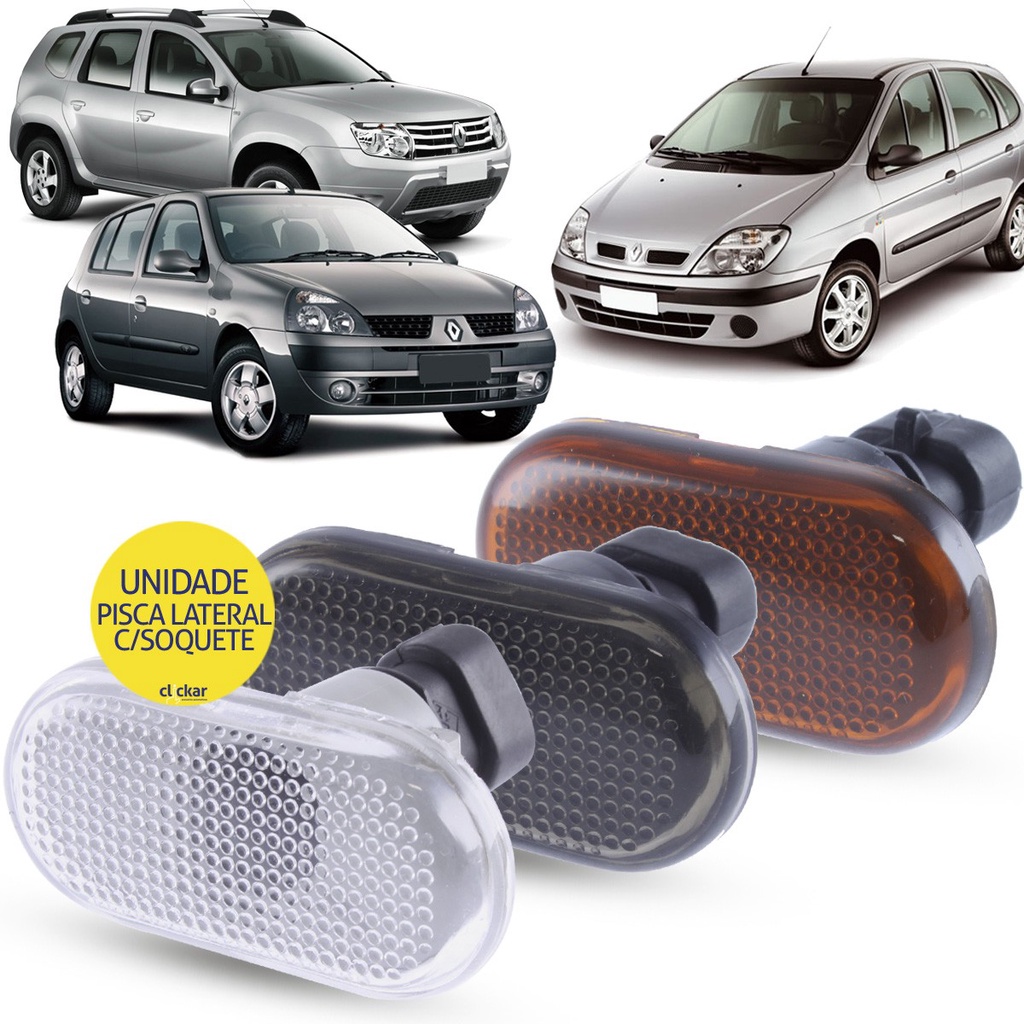 Lanterna Pisca Seta Lateral + Soquete Renault Clio Scenic 2002 a 2013 Duster 2011 a 2019 Master ate 2013 Kangoo Express