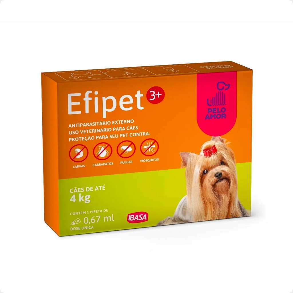 Efipet 3+ Ibasa Antipulgas para Cães de Até 4kg - 0,67ml
