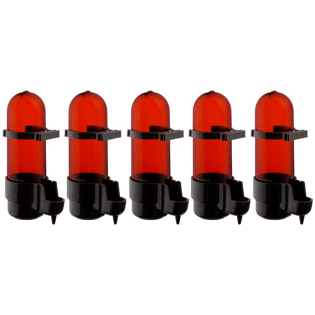 Kit 5 Bebedouro Kotori K42 Fumê Âmbar Marrom Escuro Gaiola Malha Fina 55ml Coleiro Canários Curió