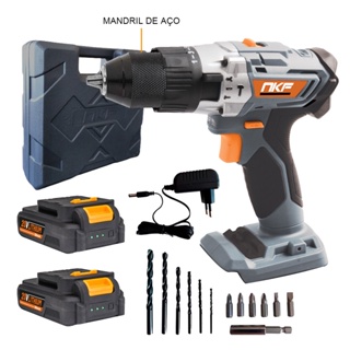 Furadeira Parafusadeira Impacto 20V NKF com Duas Baterias 1.5Ah com Maleta e Acessórios FP20X2 em Oferta na Shopee