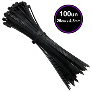 Kit 100 Abraçadeiras Nylon Presilha 250 X 4.8mm Fita Cinta Plástica