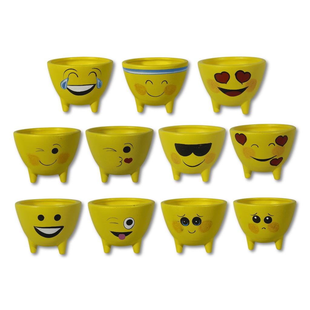 VASO CACHEPOT DECORAÇÃO EMOJI EMOTICON TRIPE COLEÇÃO 11UN