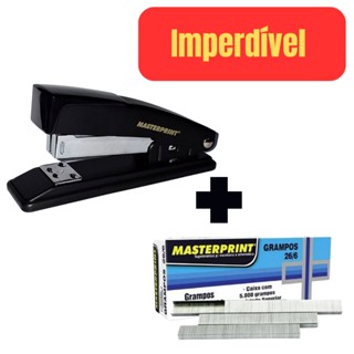 Kit Grampeador Metal + 5000 Grampos 26/6 Galvanizado Escolar