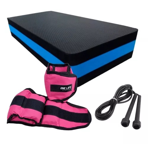 KIT 1 STEP + CANELEIRA ROSA 3KG + CORDA PVC PARA TREINAMENTO