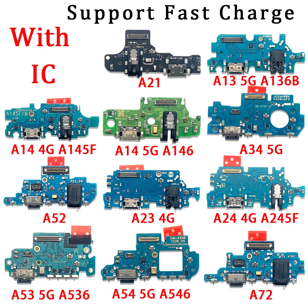 Para Samsung A04 A04s A04E A14 A33 A53 A23 A24 A34 A54 A42 Placa De Carregamento USB Conector Porta Cabo Flexível