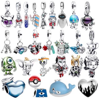 S925 Pingente Berloque PAN Banhado em Prata Charme Disney Dumbo DIY com Contas Presente de Joias Requintado