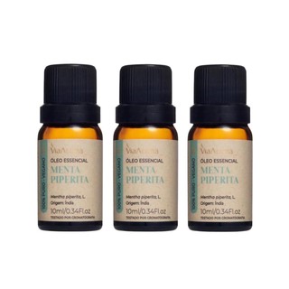 Kit 3 Óleos Essenciais Menta Piperita Via Aroma - 10ml em Oferta na Shopee